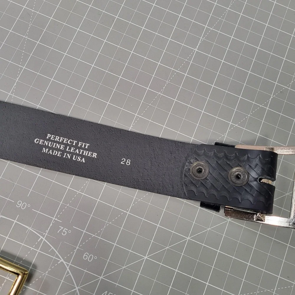 Perfect Fit Leather Belt Mens 28 Black 1.75 Garrison Basketweave w/ Extra Buckle